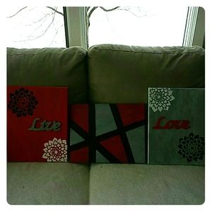 Live - Love: 3 piece Canvas Art