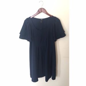 Silky navy blue sac dress