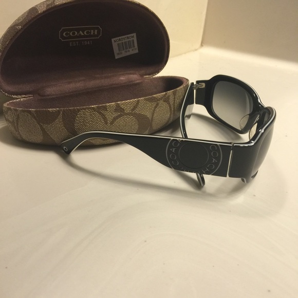 Coach black sunnies with white trim