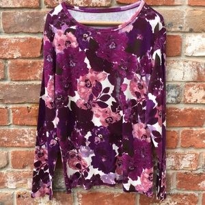 Purple Floral Long-Sleeved Tee