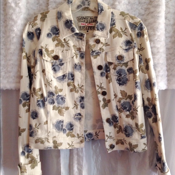 Floral patterned denim jacket