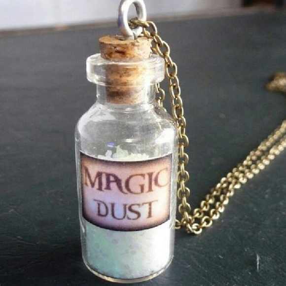 Vintage bottle pendant, filled with glow powder