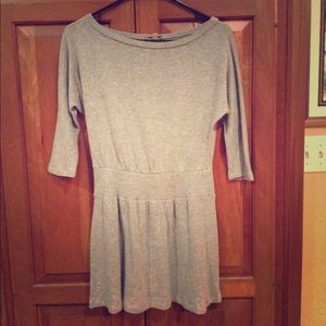 Grey 3/4s sleeve, velvet torch sweater dress. XS.
