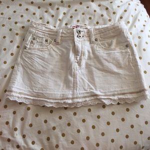 Miss Me Off White Lace Denim Skirt
