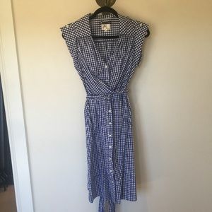 Milly Blue Gingham Button Down Dress Size 4