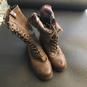 Brown combat boots