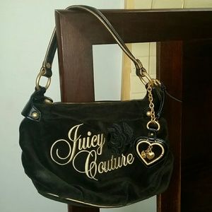 BLACK JUICY COUTURE SUEDE & LEATHER HANDBAG