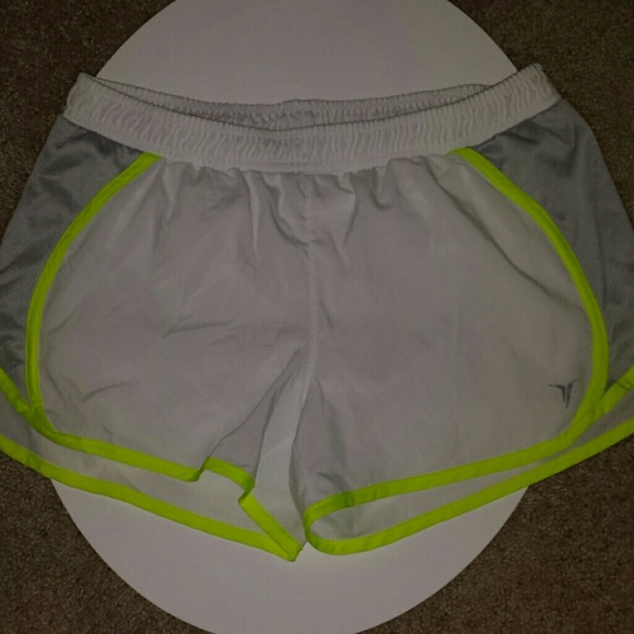 Small White and Neon Yellow Work Out Shorts