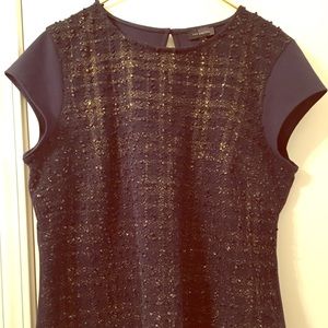 Limited Navy Knit Top w/Gold Threading