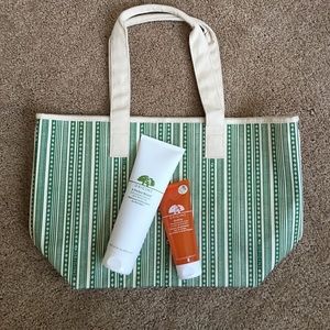 Origins tote bag w/ facial cleanser & mask