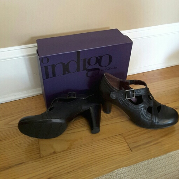 Black leather heels