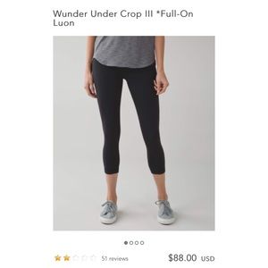 Lululemon crop yoga pants with a high rise, size 6