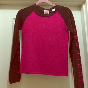 Shocking Pink and Heather Brown Cashmere Sweater