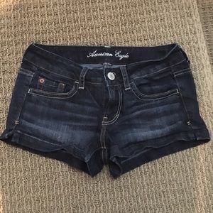 AE dark denim shorts