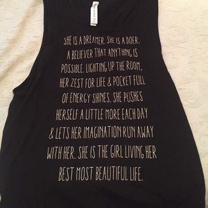 Lorna Jane "she's a dreamer," muscle tank top.