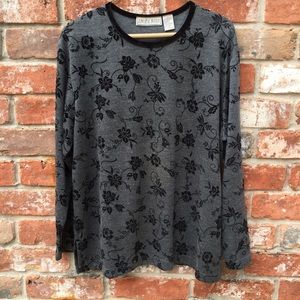 Gray & Black Floral Top