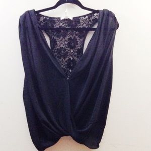 Black Floral Print Sheer Blouse (PLUS SIZE)