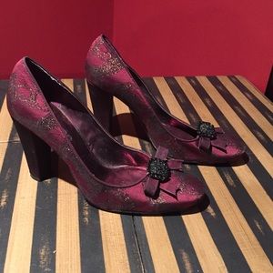 Hype Jeweled Burgundy Pumps - Size 9