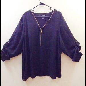 Black Sheer Long Sleeve Blouse (PLUS SIZE)