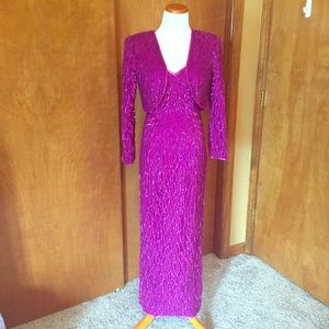 Stunning 2pc. fuchsia sequin gown