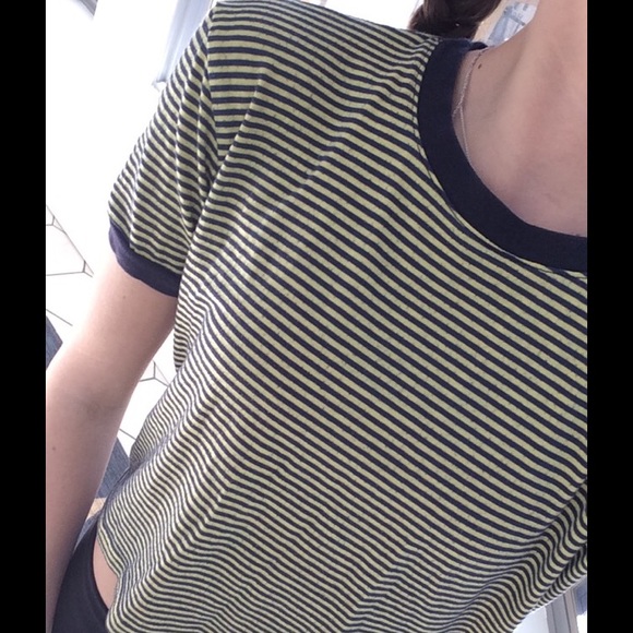 Brandy Melville  navy/yellow striped crop top