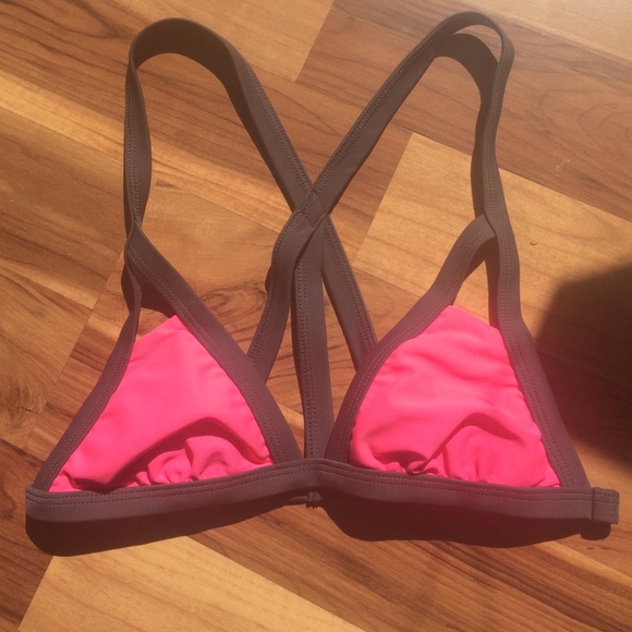 Grey and pink strappy bikini