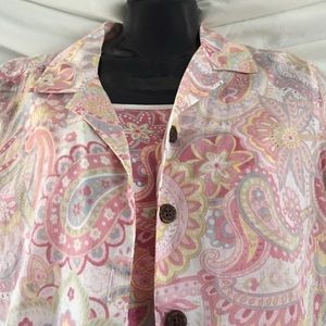 Caribbean Joe S 2 piece shirt wt Tank paisley nwt