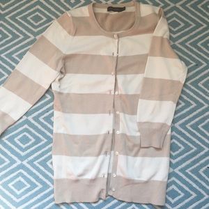 Cream and tan striped cardigan