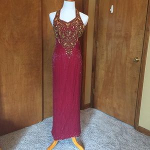 Gown with bugle beads and gold beading