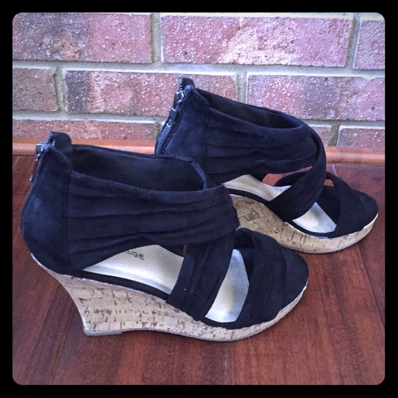 Black suede like wedges...Diva Lounge...size 6