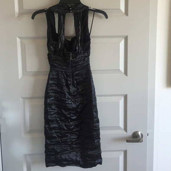 Black Nicole Miller ruched cocktail dress - sz 4 - Picture 2 of 4