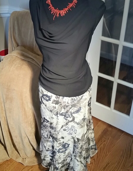 Long Silk Caldwater Creek Flare Skirt NWT