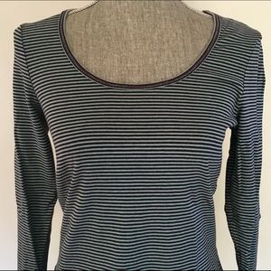 Boden striped LS tee in eggplant and pistachio