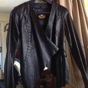 Black Harley Davidson genuine leather coat.