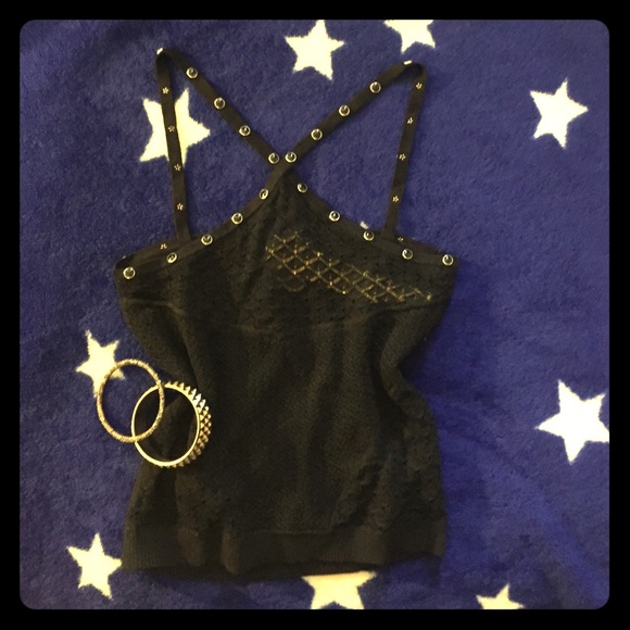 Strappy knit tank with studs