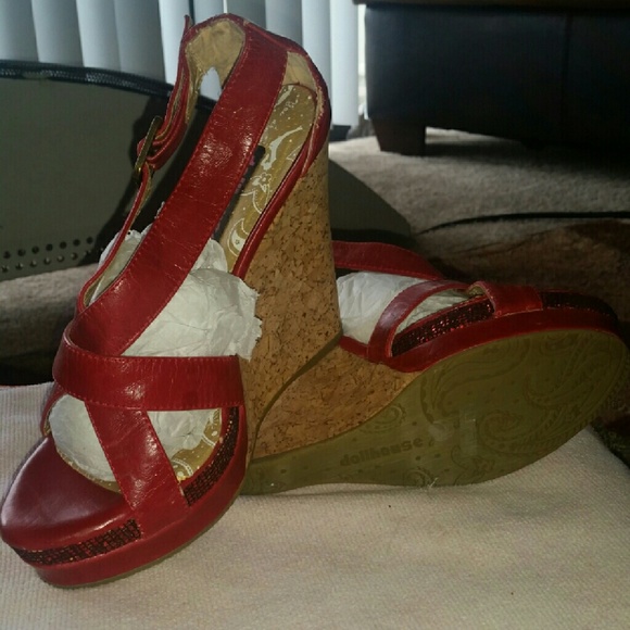 Red Wedge Heels - Picture 2 of 2