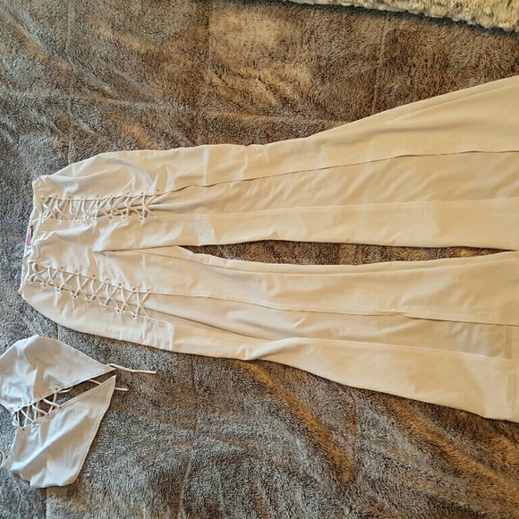 White silky outfit.