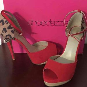 Suede Red and Leopard heels