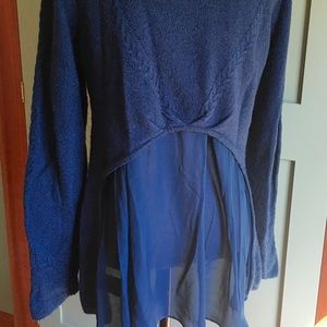 Anthropologie sweater w/ chiffon skirted back.