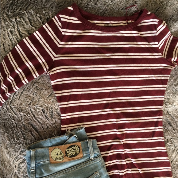 Burgundy Stripped mid shirt