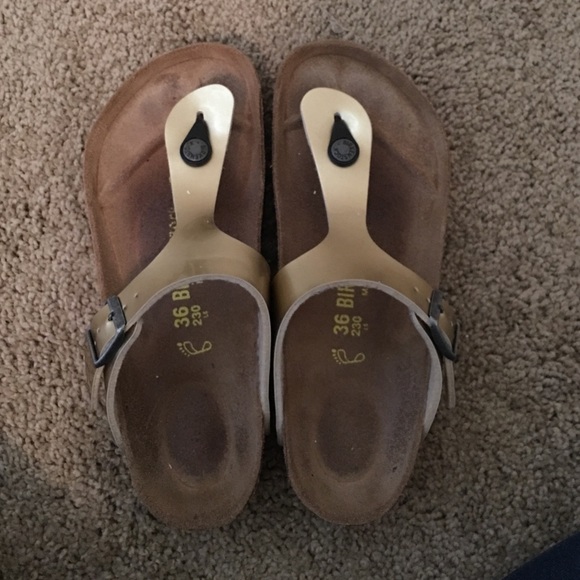 Gold Birkenstock Thong Sandals - Lightly Used!!