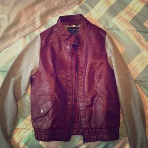 Women's Faux Leather Jacket with Detachable Hood