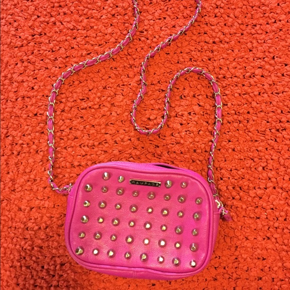 Fuchsia studded cross-body purse