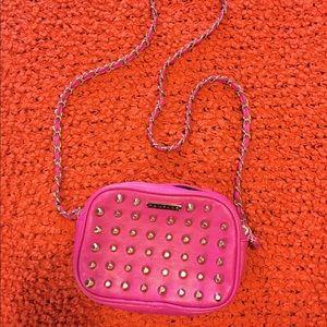 Fuchsia studded cross-body purse