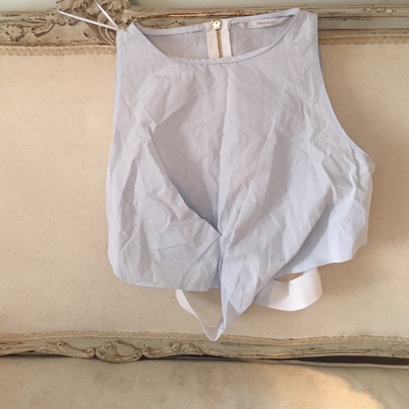 blue cotton crop top