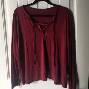 NWOT Lace Up Red Shirt