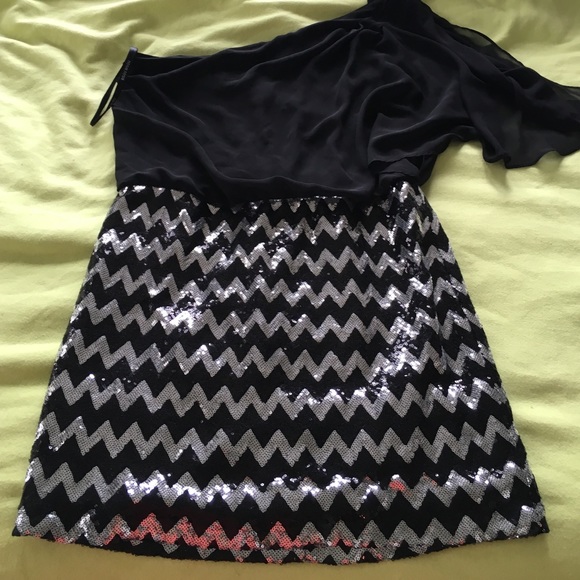 One shoulder black and sequin dress