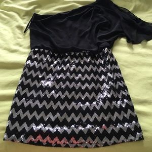One shoulder black and sequin dress