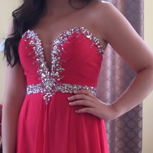 Watermelon sequin prom dress - Picture 2 of 4