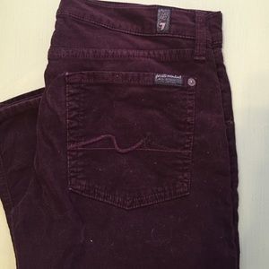 Dark purple skinny corduroys